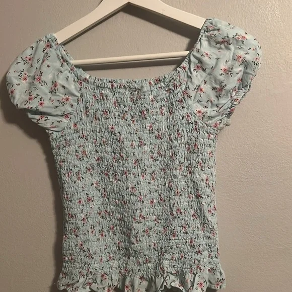 👧🏻Art Class baby blue blouse floral size 10/12 regencycore - Picture 4 of 6